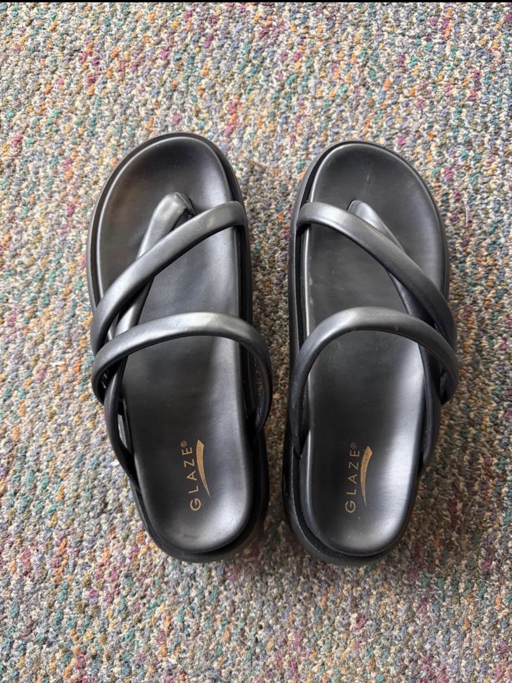 Glaze Black Crisscross Slide Sandals